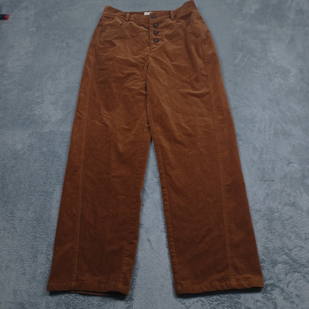 The Korner Pants Womens 4‎ Brown Corduroy Wide Leg Button Fly Preppy